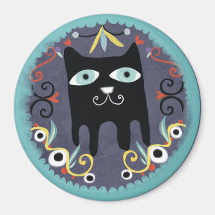 Black Kitty Lovely Kawaii Cat Blue Magnet