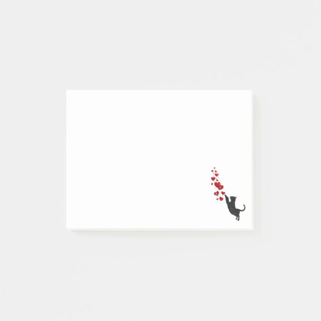 Black kitty with hearts post-it notes (Front)
