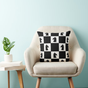 Black Knight Chess Game  Cushion