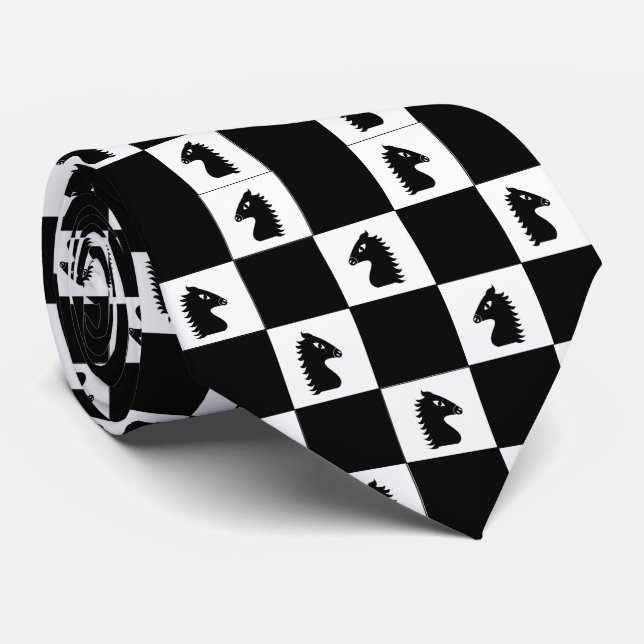 Black Knight Chess Game  Tie (Rolled)