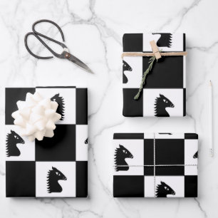 Black Knight Chess Game  Wrapping Paper Sheet