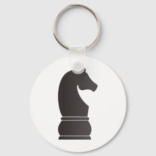 Black knight chess piece key ring