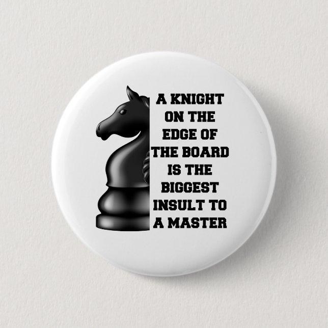 Black Knight Chess Strategy Power Wisdom Master 6 Cm Round Badge (Front)