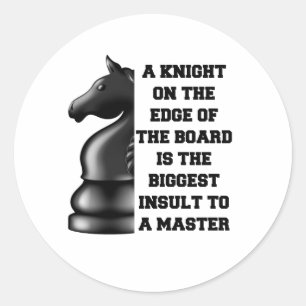 Black Knight Chess Strategy Power Wisdom Master Classic Round Sticker