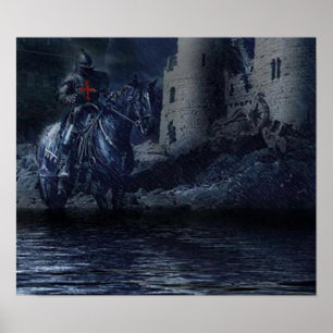 Black Knights in front of a castle Poster