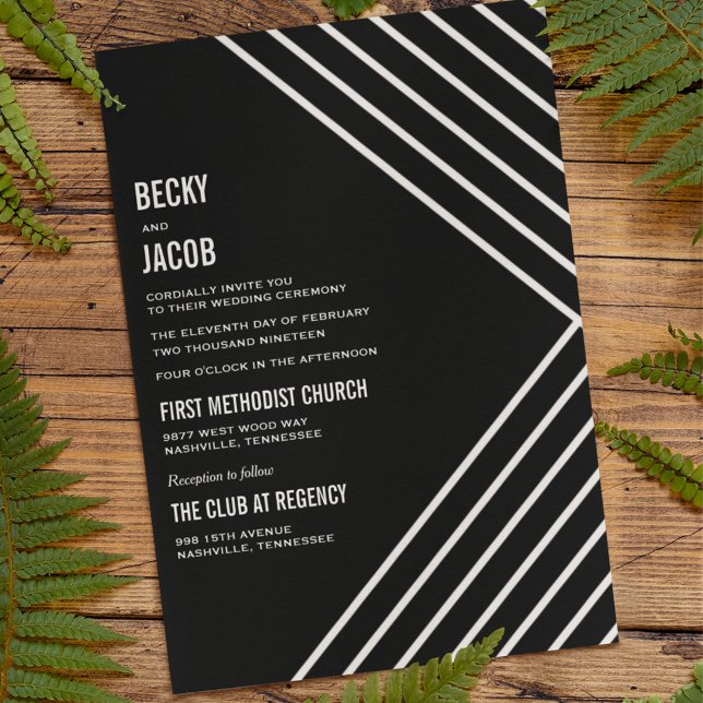 Black Kraft Geometric Modern Wedding Invitation (Creator Uploaded)
