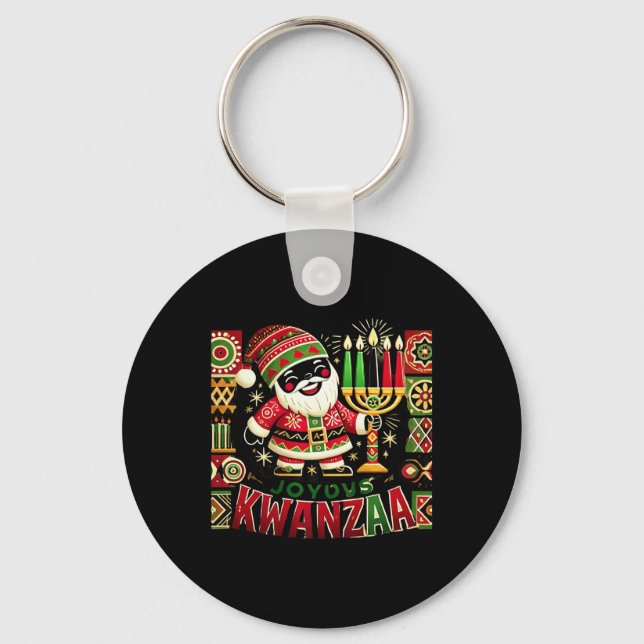 Black Kwanzaa2  Key Ring (Front)