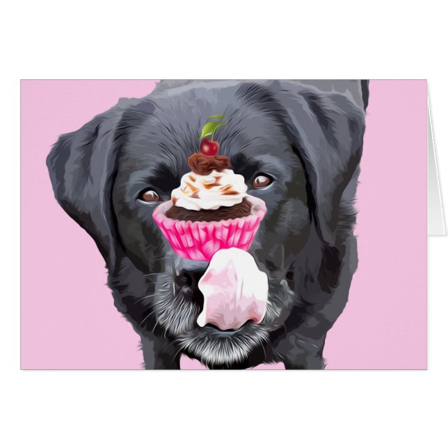 Black Lab All Occasion Card - Cupcake Cards - Dog (Front Horizontal)