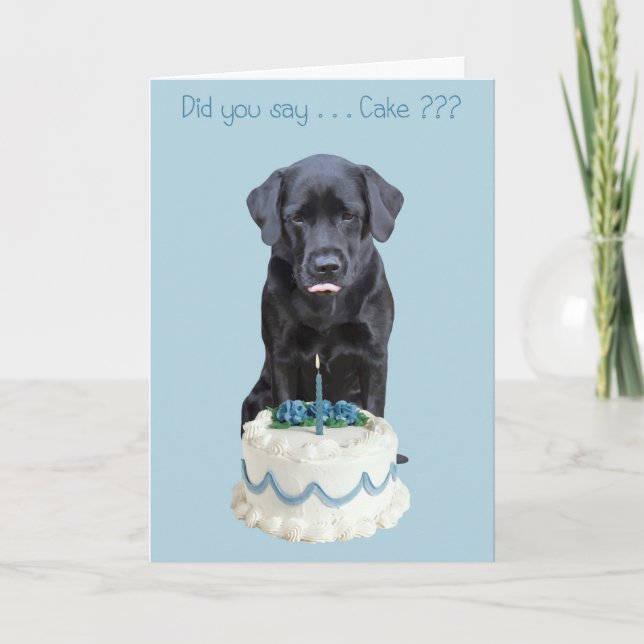 Black Lab All Occasion Card - Dog Cake Birthday (Front)