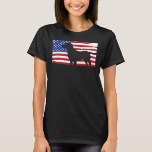 Black Lab American Flag Patriotic Dog Usa T-Shirt