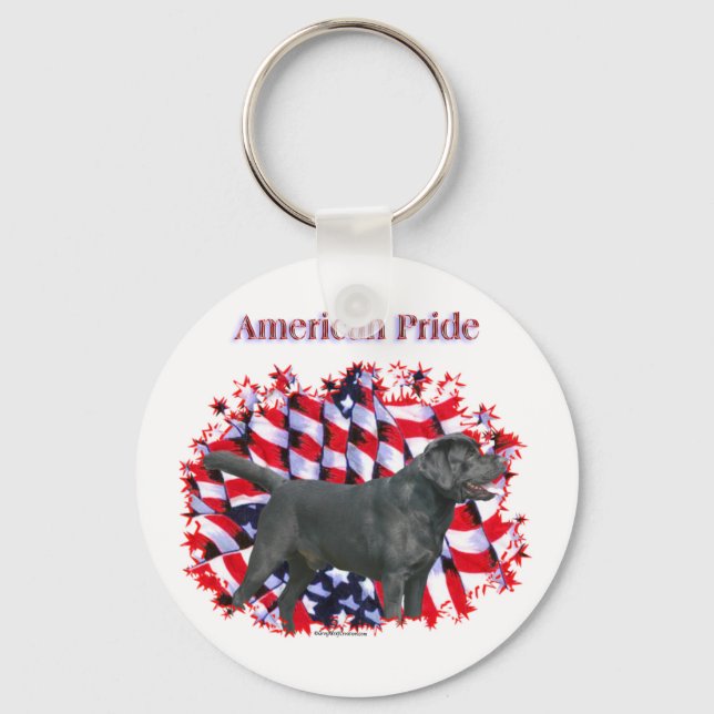 Black Lab American Pride Keychain (Front)