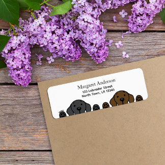 Black Lab and Chocolate Lab Watching Return Address Label