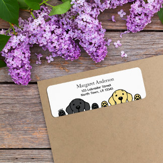 Black Lab and Yellow Lab Watching Return Address Label