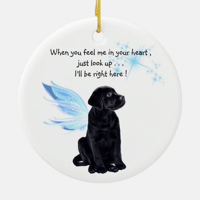 Black Lab Angel - Christmas Memorial Ornament (Back)