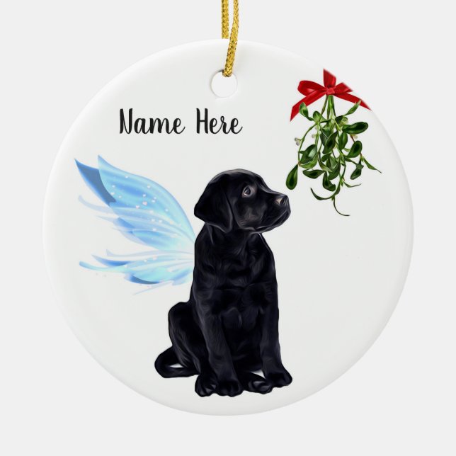 Black Lab Angel - Christmas Memorial Ornament (Front)