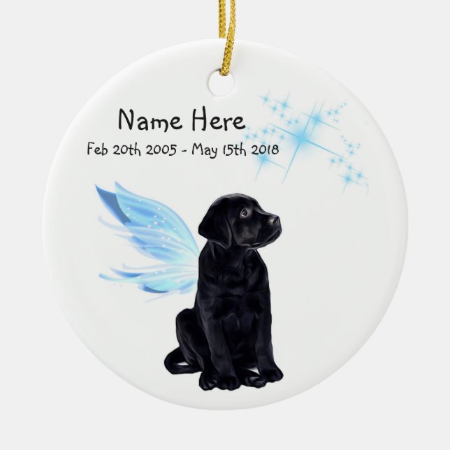 Black Lab Angel - Christmas Memorial Ornament (Front)
