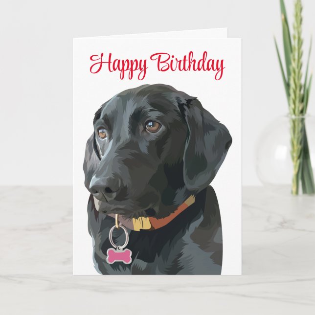 Black Lab Birthday Puppy Dog Labrador Retriever Card (Front)