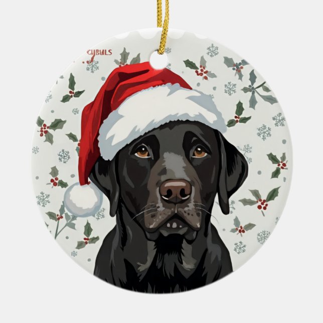 Black lab ceramic ornament (Front)