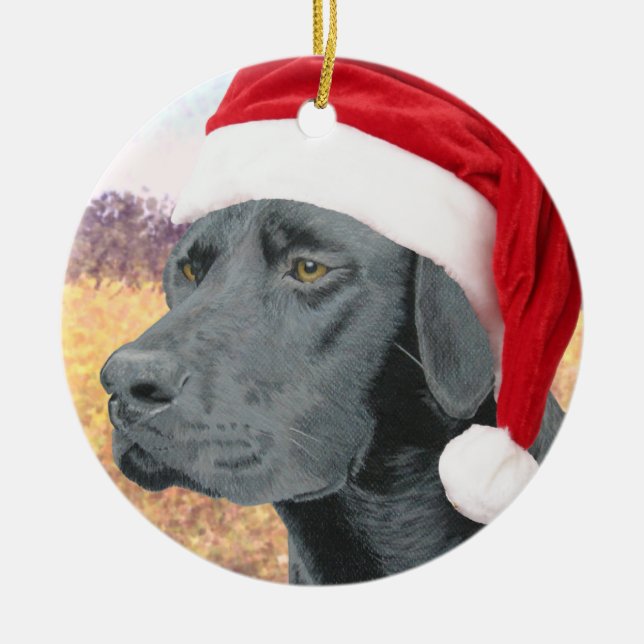 Black Lab Ceramic Ornament (Front)