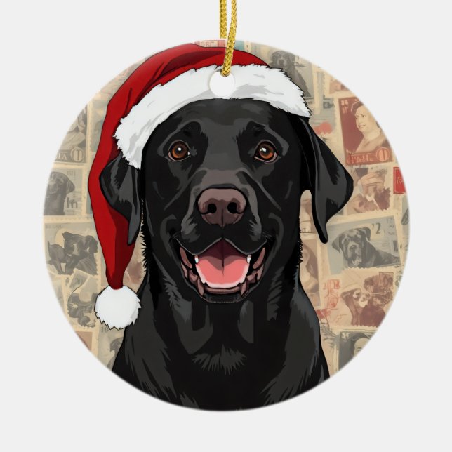 Black lab ceramic ornament (Front)