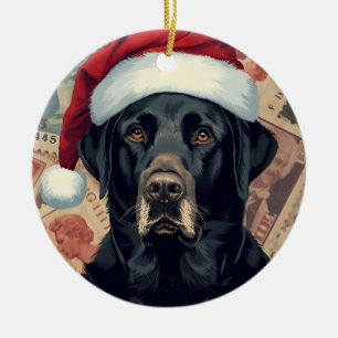 Black lab ceramic ornament