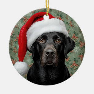 Black lab ceramic ornament