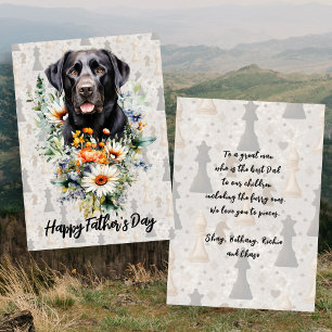 Black Lab Chess Player Fathers Day Card