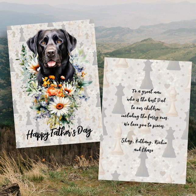 Black Lab Chess Player Fathers Day Card (Creator Uploaded)