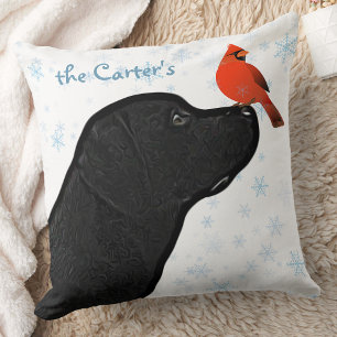 Black Lab Christmas Dog Labrador Cushion