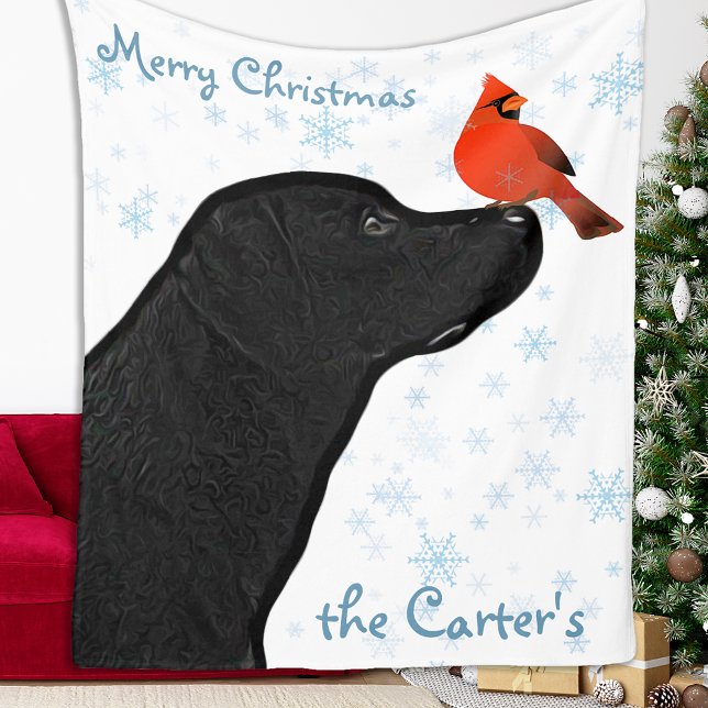 Black Lab Christmas Dog Labrador Fleece Blanket (Creator Uploaded)