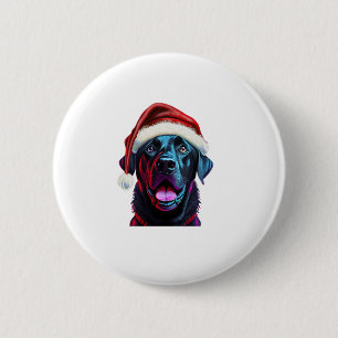 Black Lab Christmas Magic_ Labrador in Santa Hat 6 Cm Round Badge