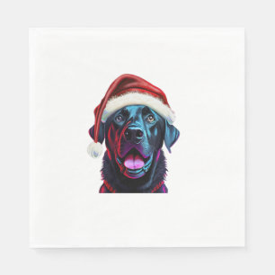 Black Lab Christmas Magic_ Labrador in Santa Hat  Napkin