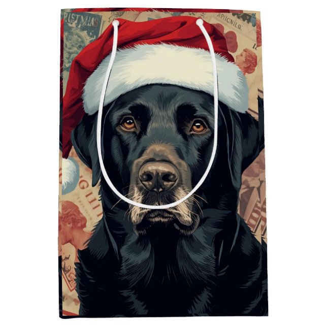 Black lab christmas medium gift bag (Front)