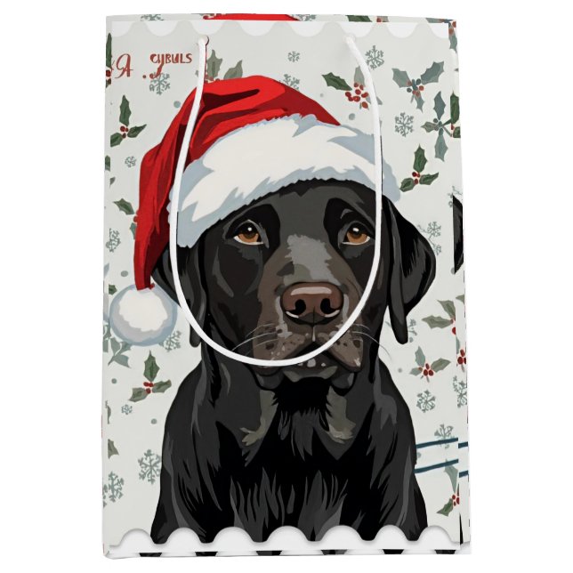 Black lab christmas medium gift bag (Front)