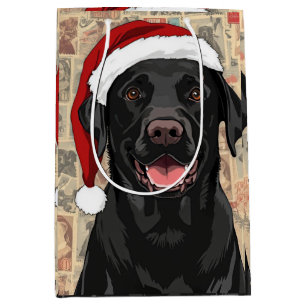 Black lab christmas medium gift bag