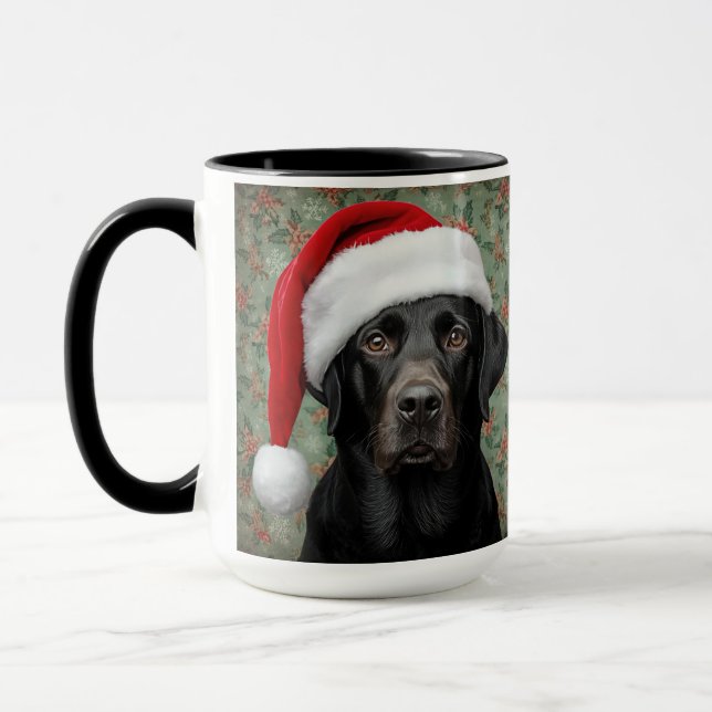 Black lab christmas  mug (Left)