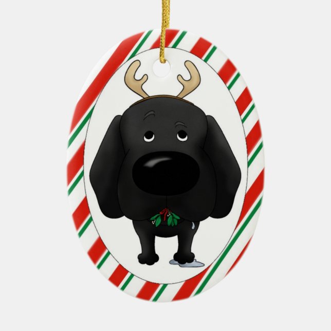 Black Lab Christmas Ornament (Front)