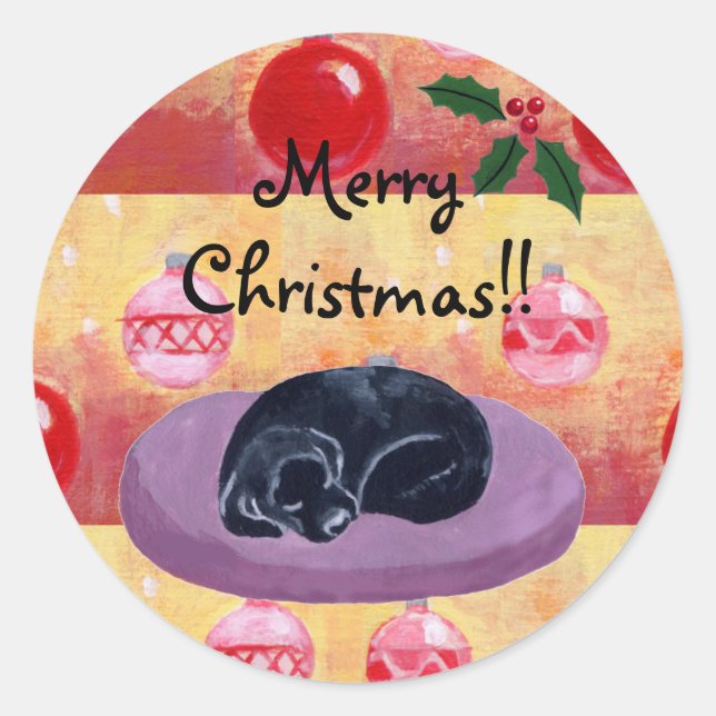 Black Lab Christmas Ornaments Stickers (Front)