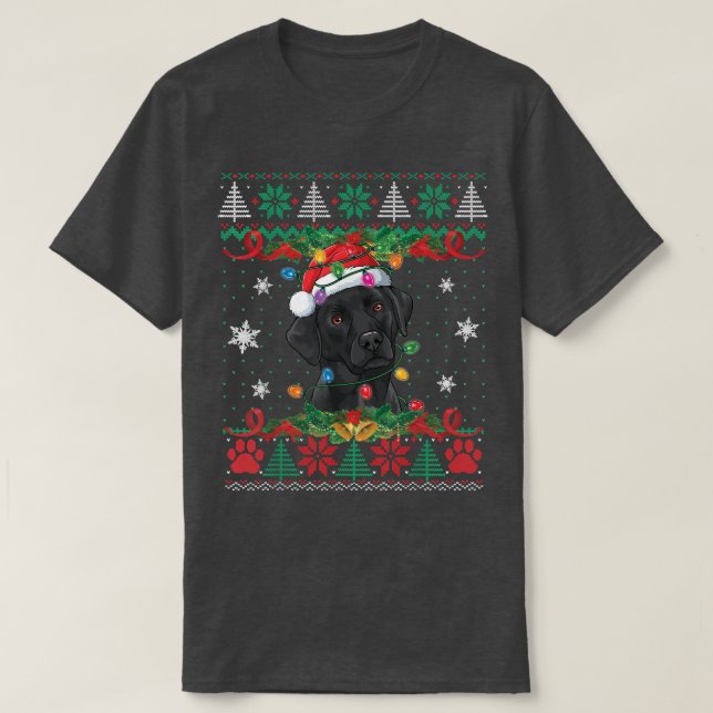 Black Lab Christmas Santa Ugly Sweater Dog Lover X (Design Front)