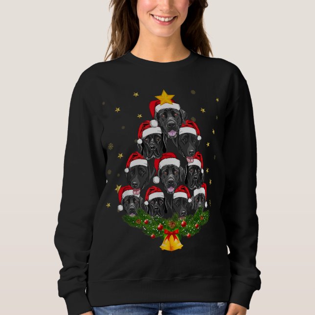 Black Lab Christmas Tree Dog Lover Xmas Funny Cute Sweatshirt (Front)