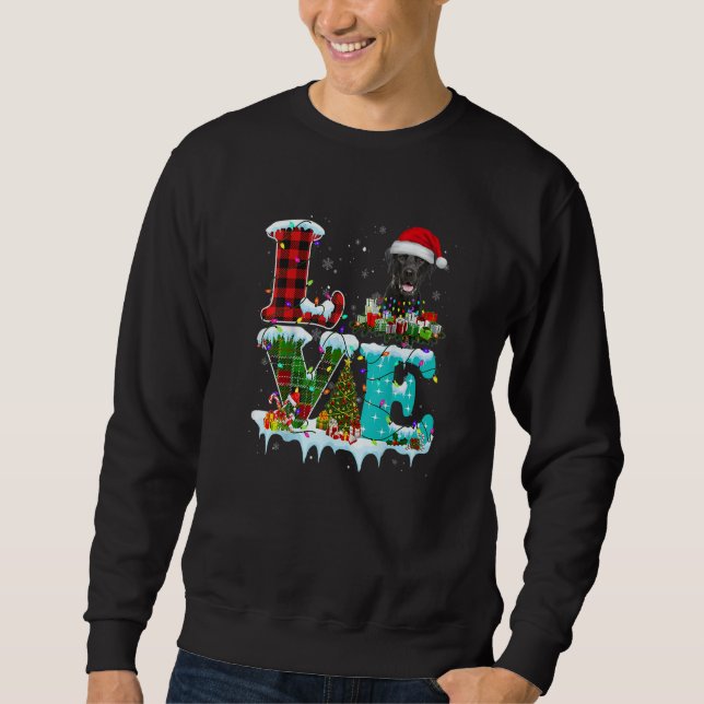 Black Lab Christmas Tree Light Pajama Dog Xmas Sweatshirt (Front)
