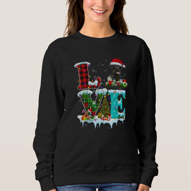 Black Lab Christmas Tree Light Pajama Dog Xmas Sweatshirt (Front)