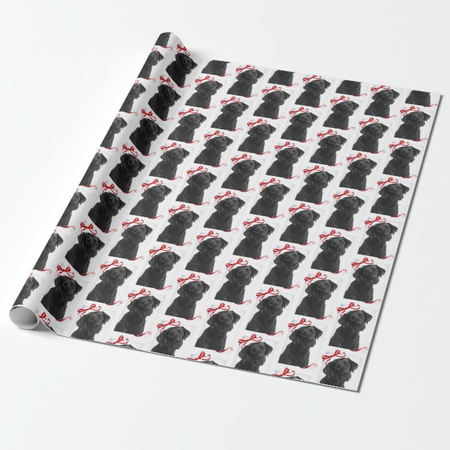 Black Lab Christmas Wrapping Paper (Unrolled)