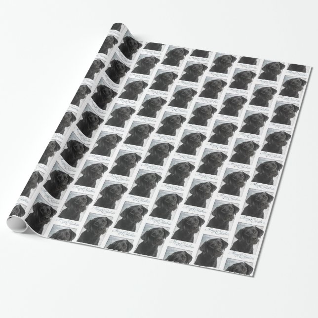 Black Lab Christmas Wrapping Paper (Unrolled)