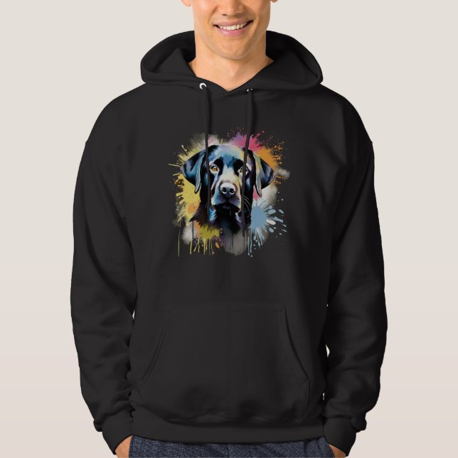 Black Lab Colourful Splash Graffiti Hoodie (Front)