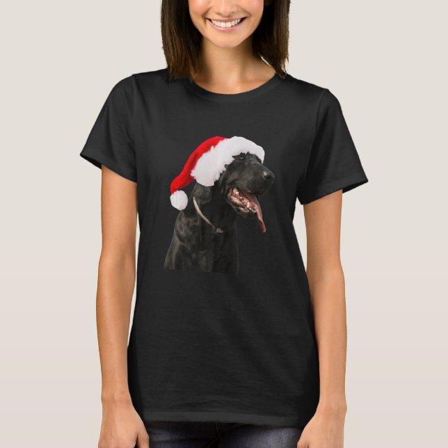 Black Lab Cute Dog Santa Hat Christmas Labrador Re T-Shirt (Front)