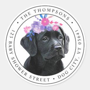 Black Lab Cute Puppy Return Address Label