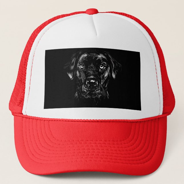 Black Lab - Cute Retriever Dog Trucker Hat (Front)