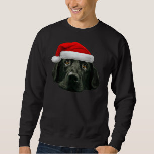 Black Lab Cute Santa Hat Image Christmas Sweatshirt