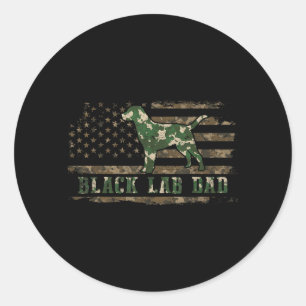 Black Lab Dad Camo American Flag Camouflage USA Classic Round Sticker